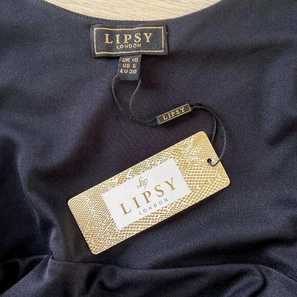 New Lipsy London Maxi Dress 6 (10 UK) Black Floral Chiffon Wrap High-Low Ruffle - Picture 5 of 16